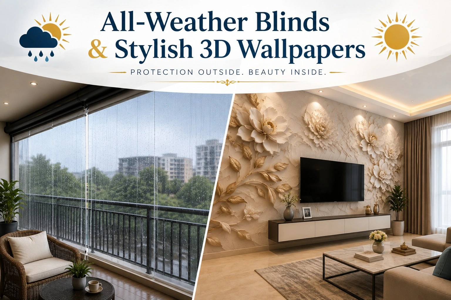 All-Weather Blinds & Stylish 3D Wallpapers